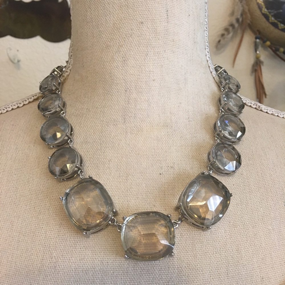 WHBM bold graduated faceted smoky stone necklace